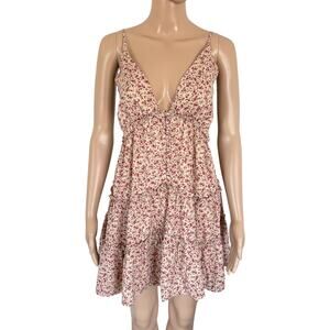 Storia Floral Babydoll Tiered Slip Dress Cottagecore Ruffle S Romantic Flowy